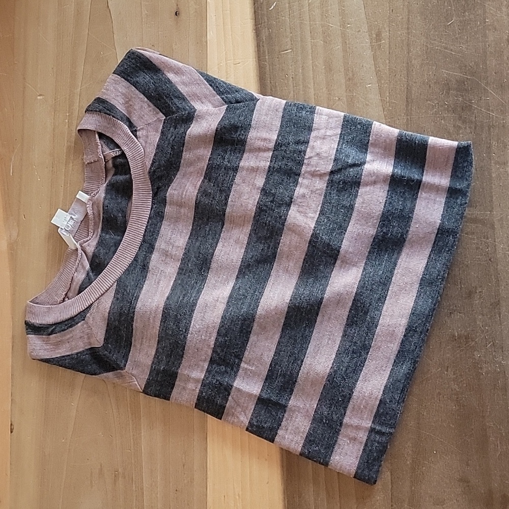 Ann Taylor Loft Light Semi Sheer Striped Sweater Size L Acrylic and Merino Wool